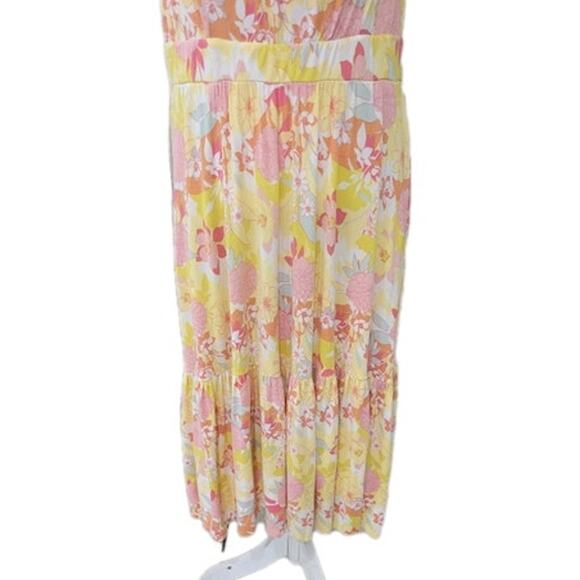 Torrid Midi Super Soft Tiered Dress Women's Plus Size 2x Yellow Floral Summer‎ - Picture 4 of 15
